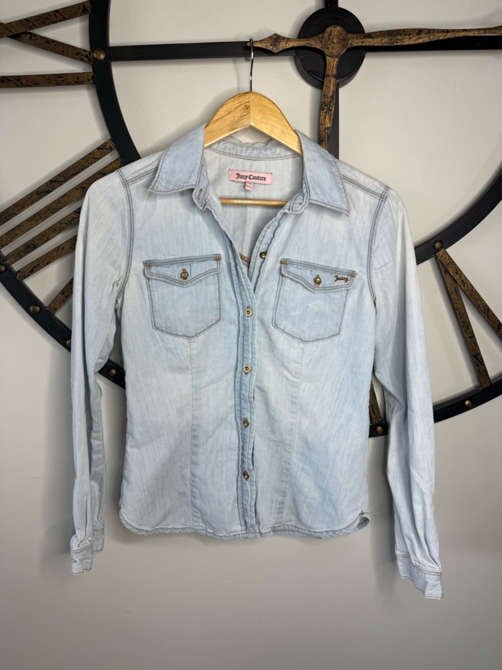 Juicy Couture Pale Blue Denim Shirt with Pink Label